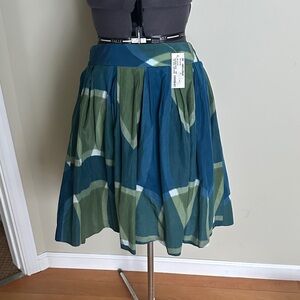 Club Monaco A-Line Skirt in Green and Blue
